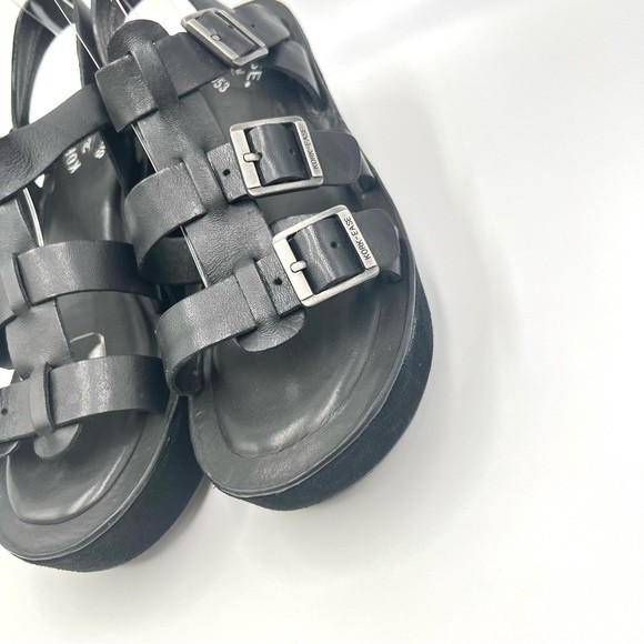 Kork Ease Black Leather Gladiator Platform Wedges Heels Sandals Shoes 7 KorkEase - Picture 5 of 15